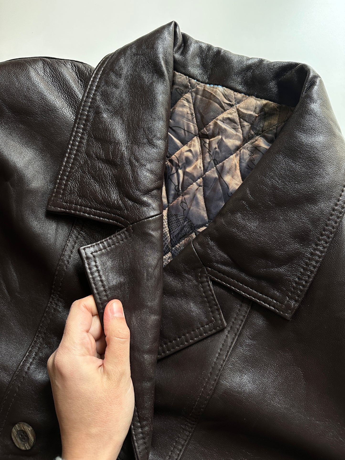 Vintage Soft Leather Double-Breasted Jacket