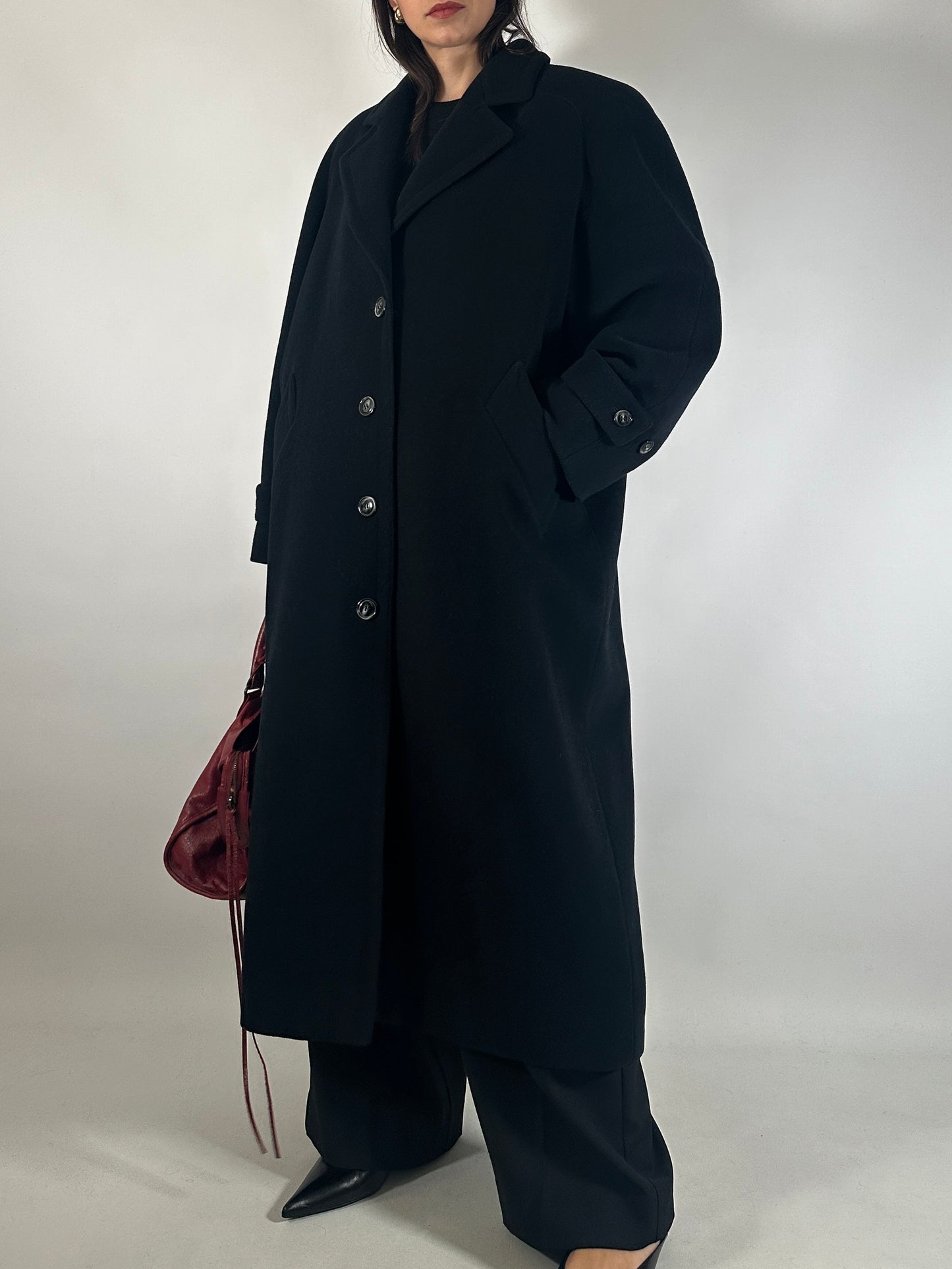 Vintage Black Wool Coat Carisma by Valentino