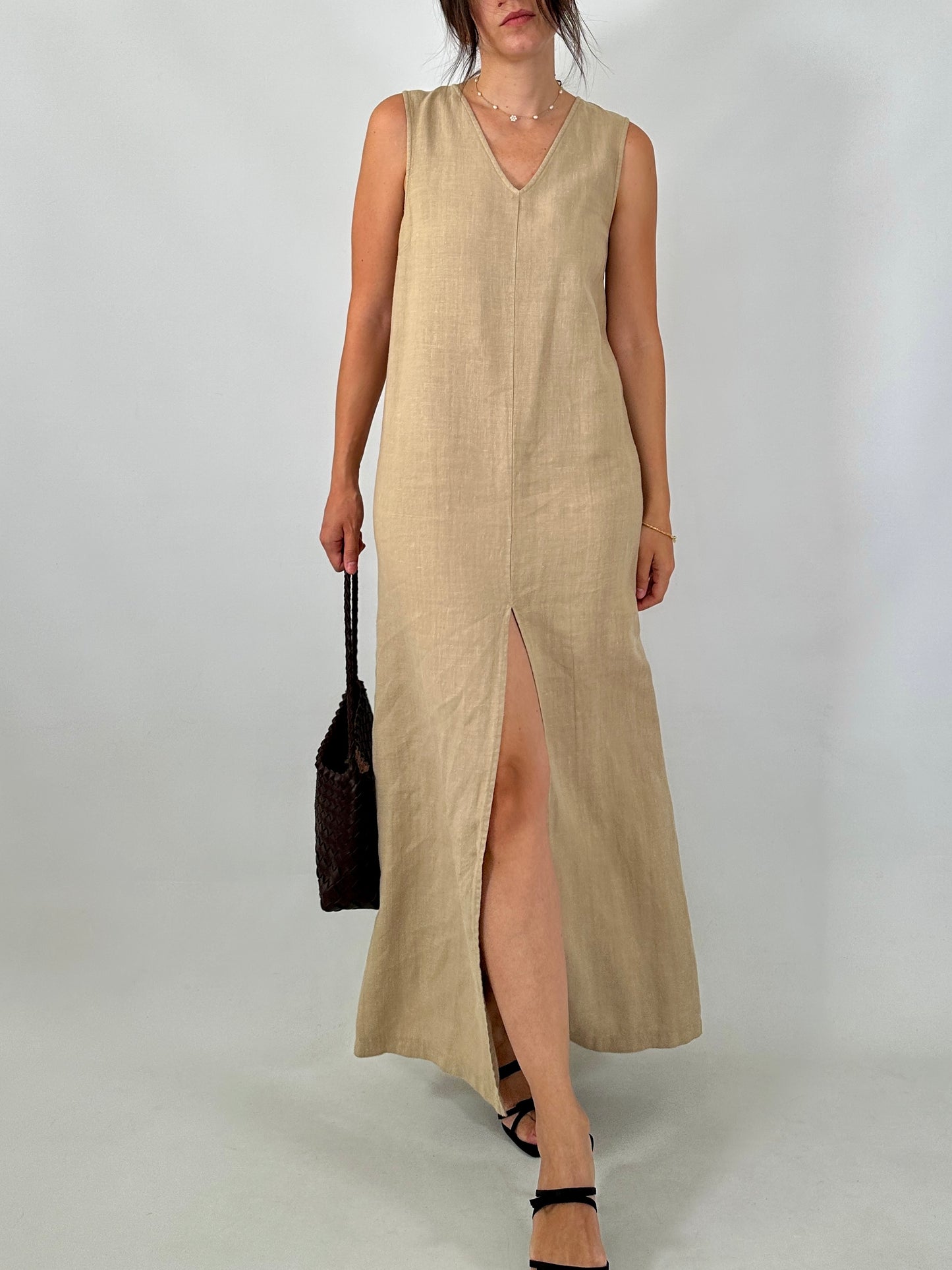 Pure linen split dress