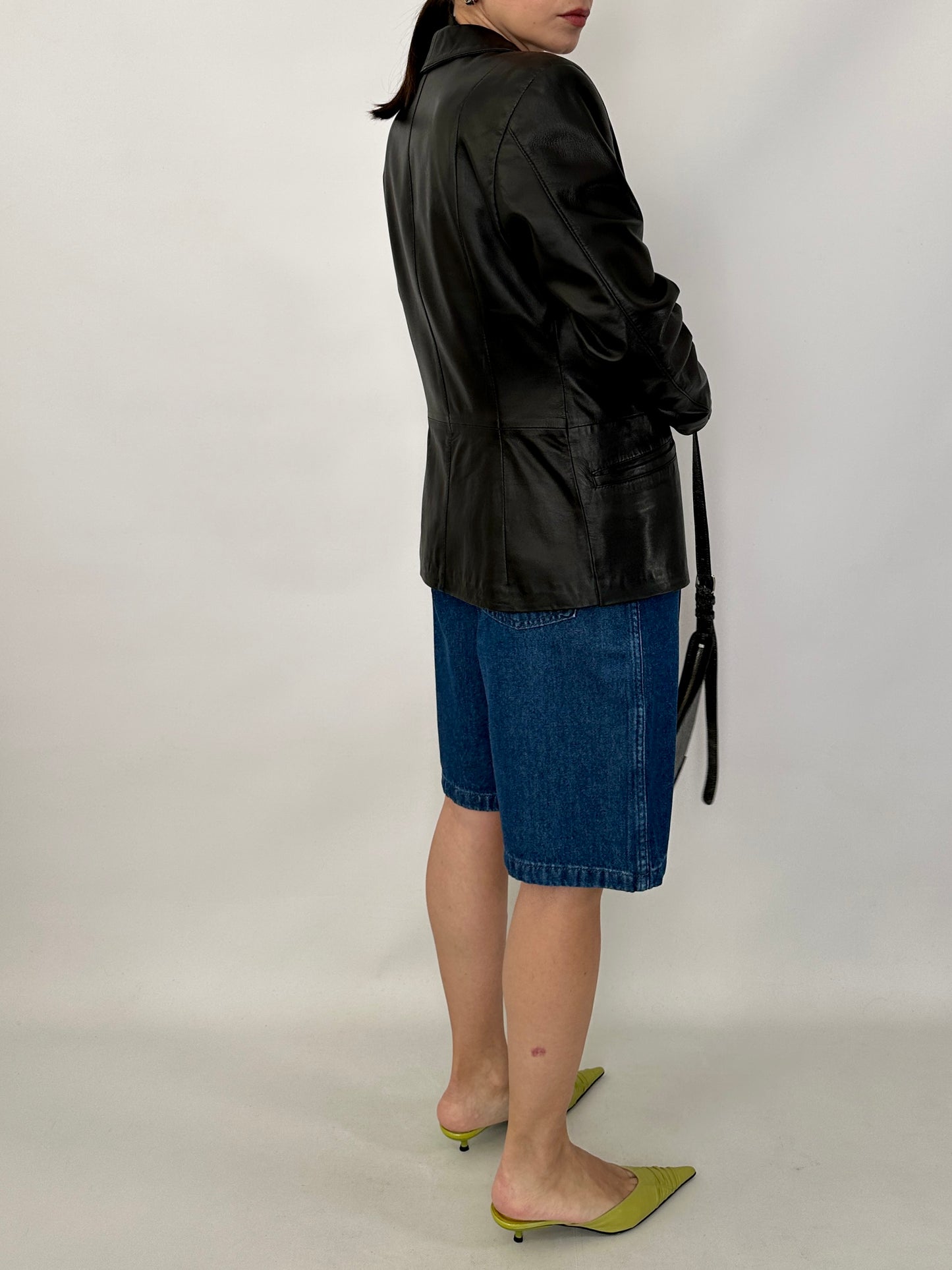 Slim fit vintage leather blazer