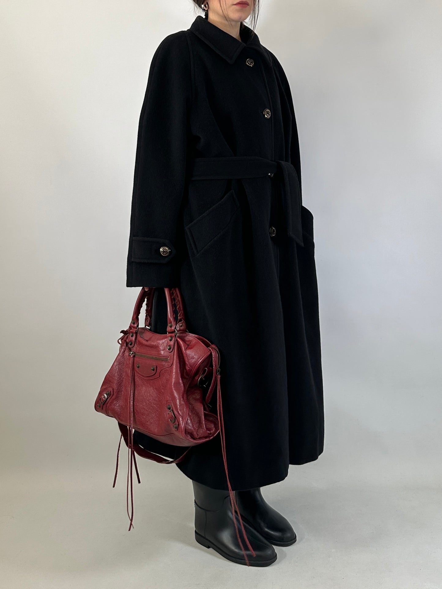 Vintage belted maxi coat