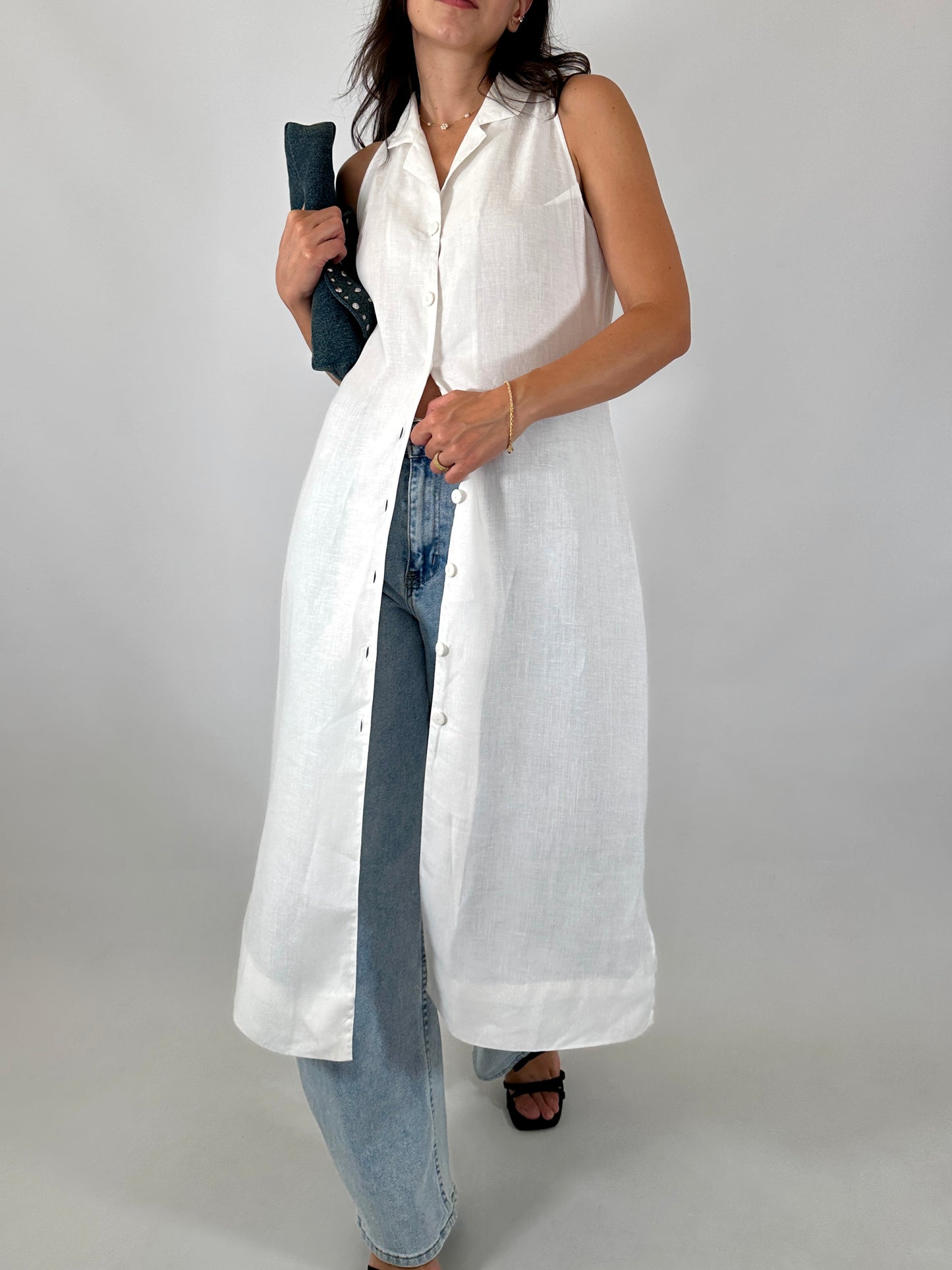 Pure linen chemisier dress