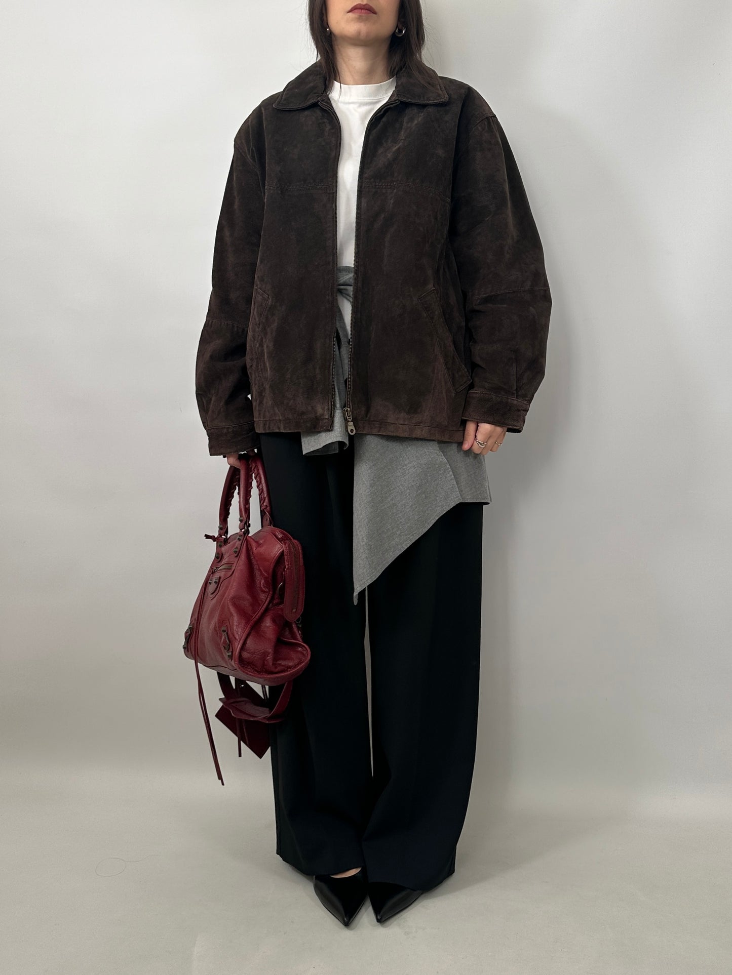 Vintage Zipped Suede Leather Jacket