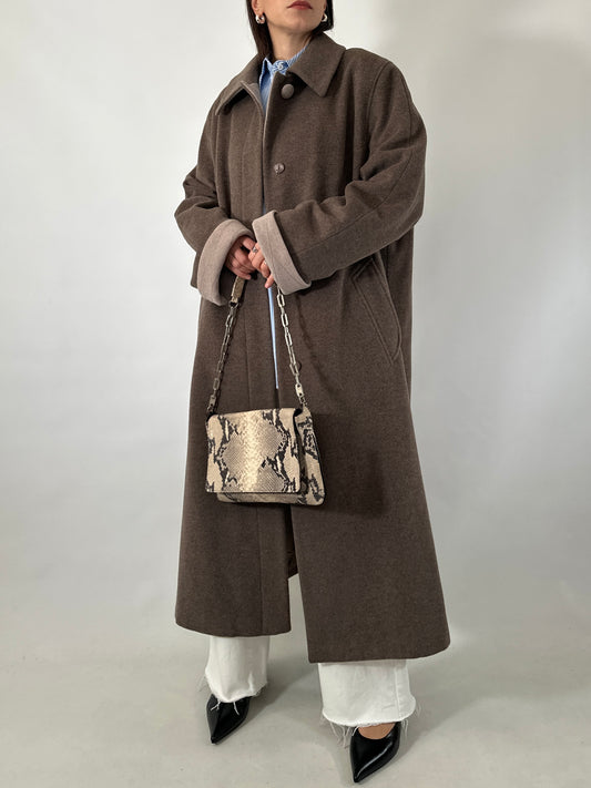 Vintage taupe wool and cashmere long coat