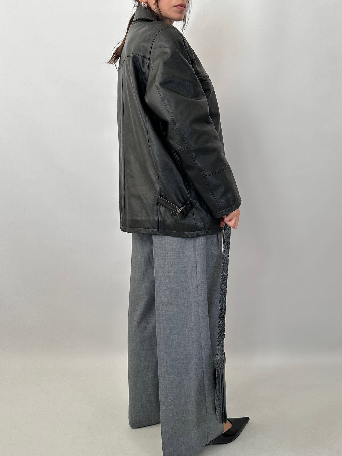 Soft leather zipped jacket