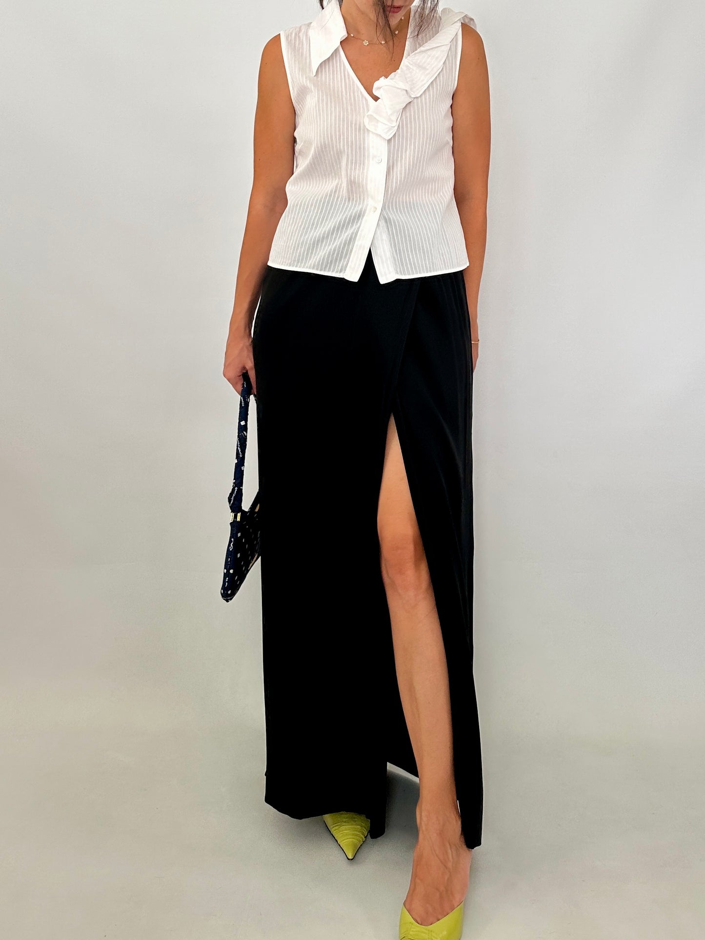 Ferré white blouse with asymmetric ruffle detail