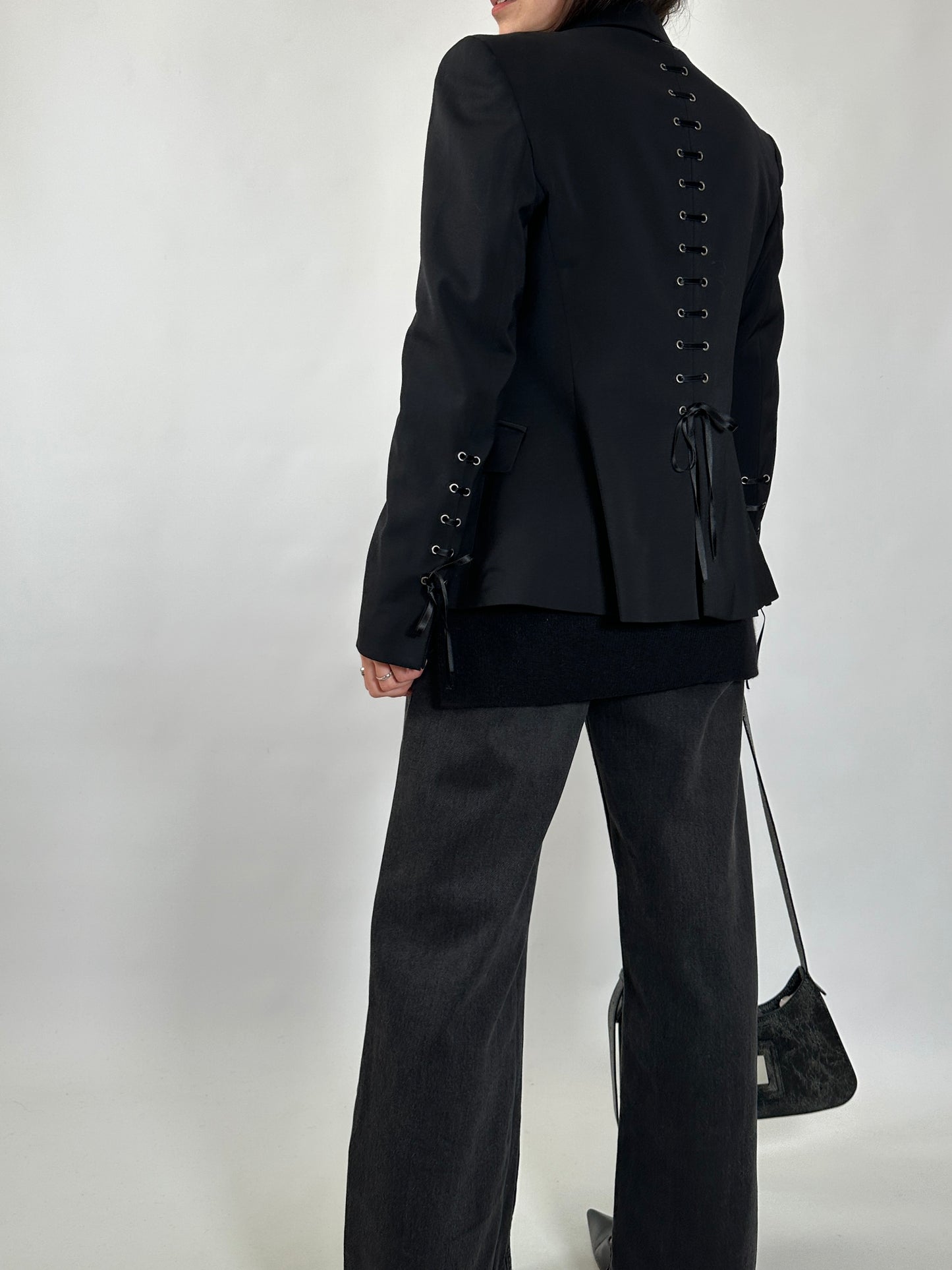 Lace-Up Corset Detail Blazer