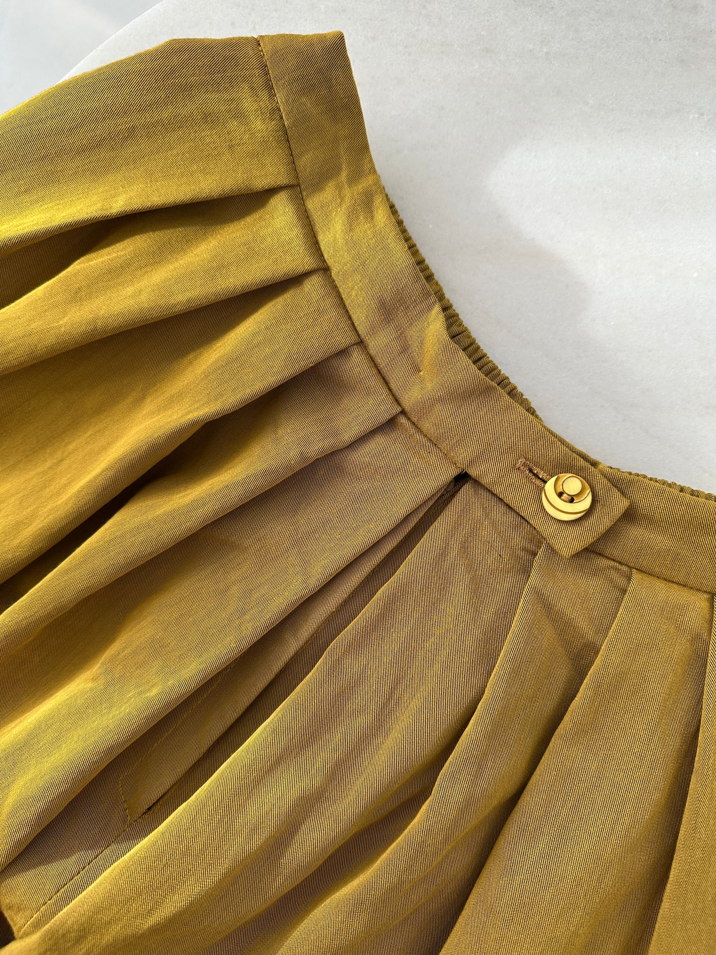 Wide-leg mustard culottes