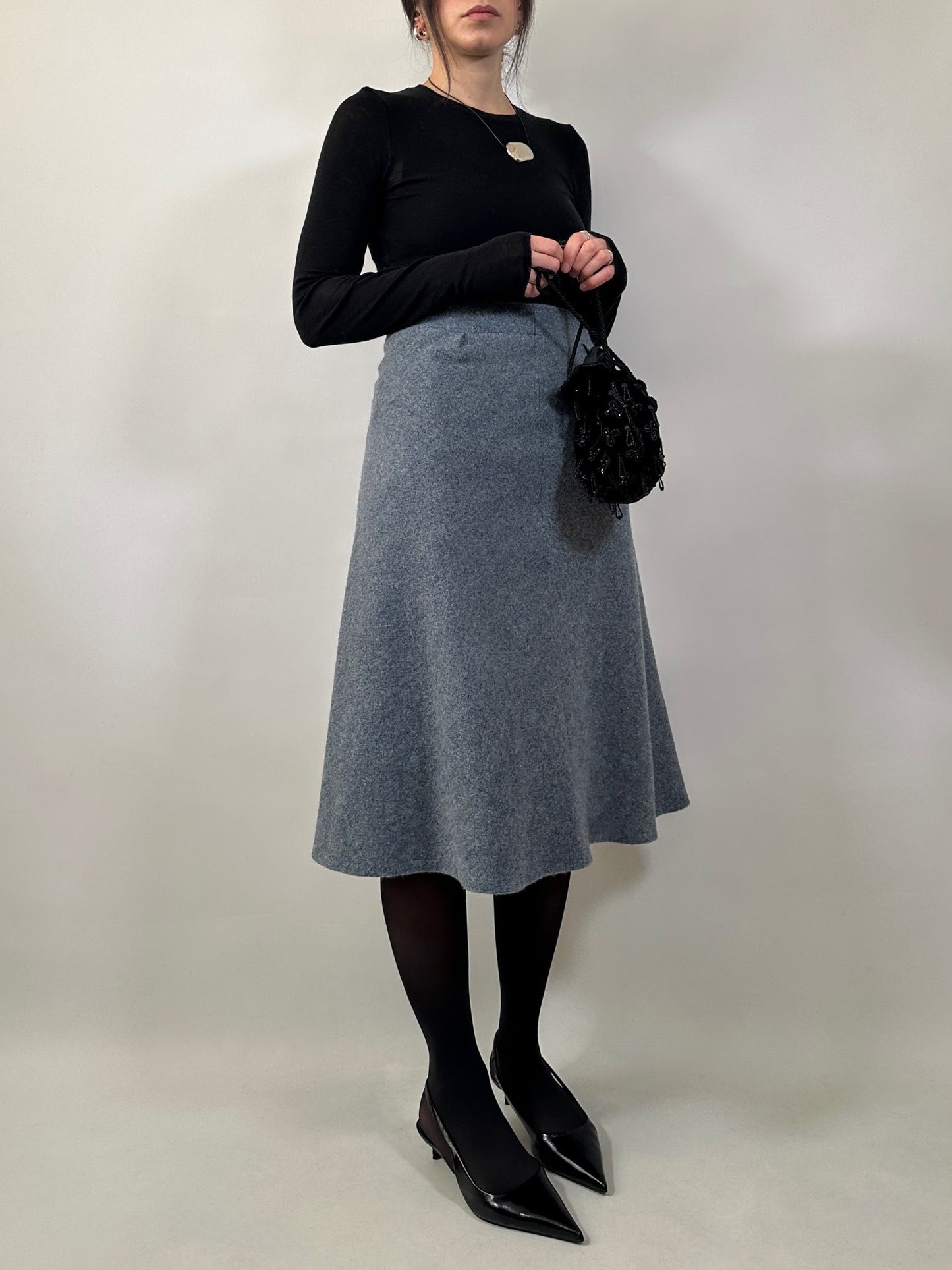 Vintage Light Blue Tweed Skirt