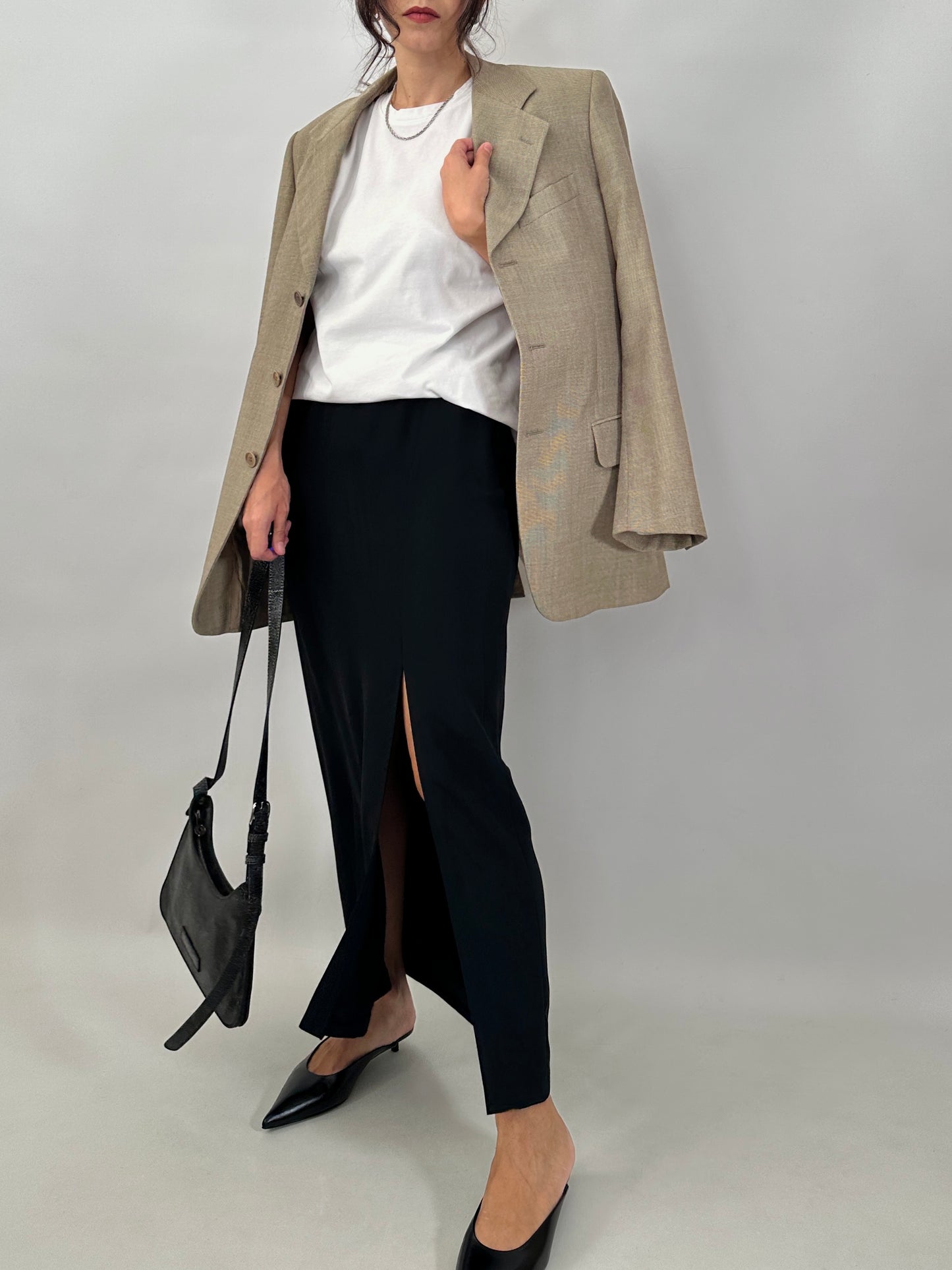 Minimal long skirt with side slit