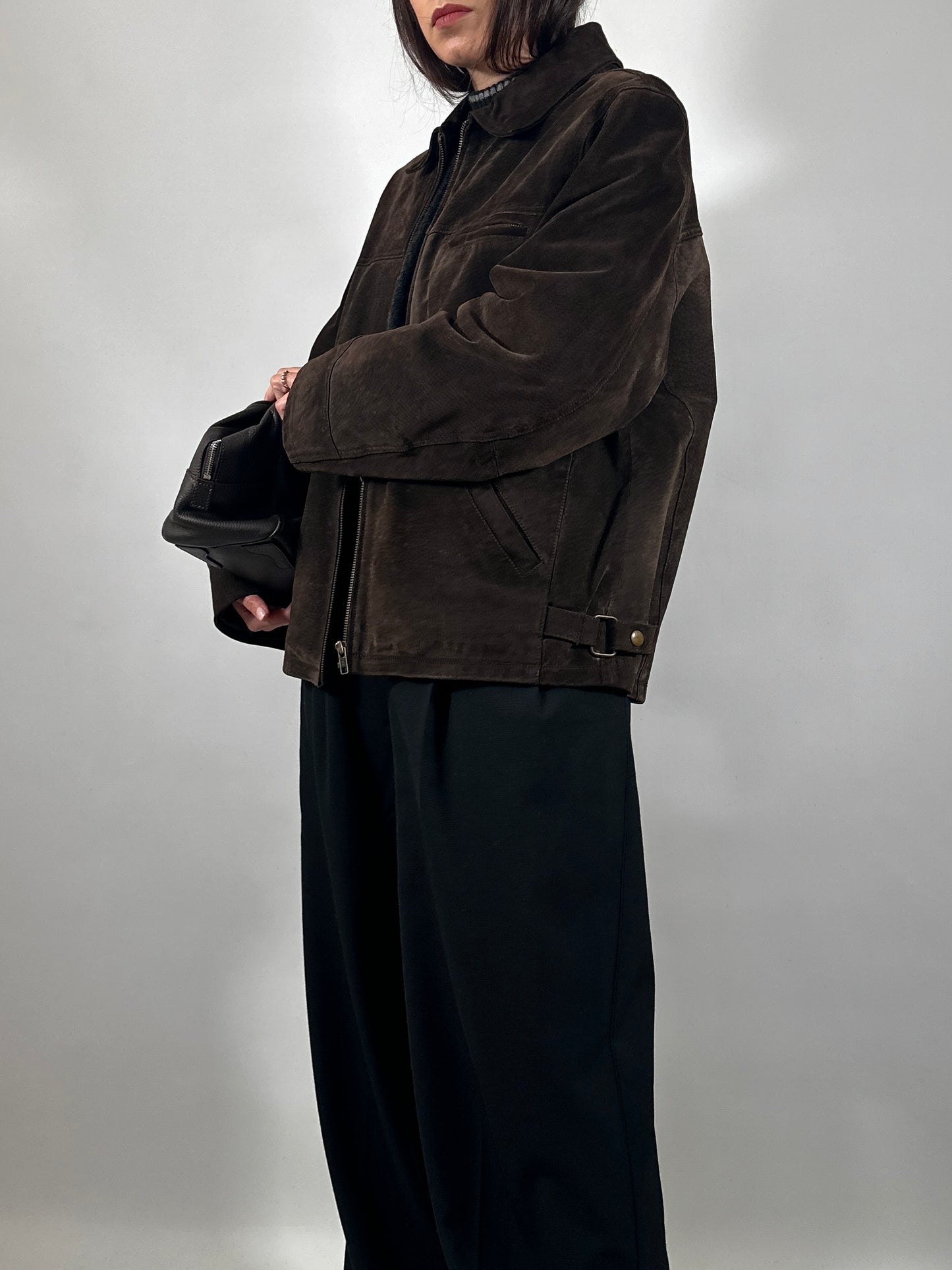 Brown Leather Zipped Jacket