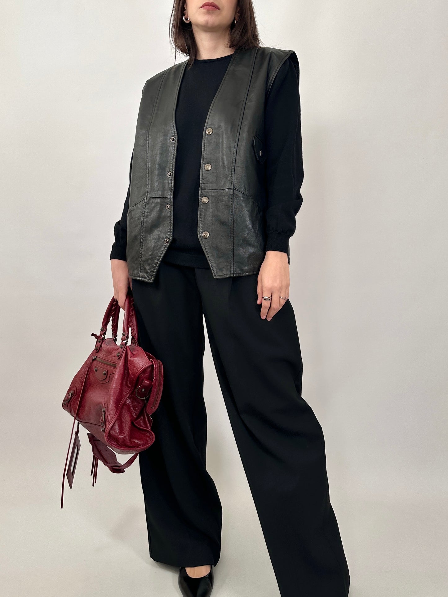Vintage Leather Button-Up Vest