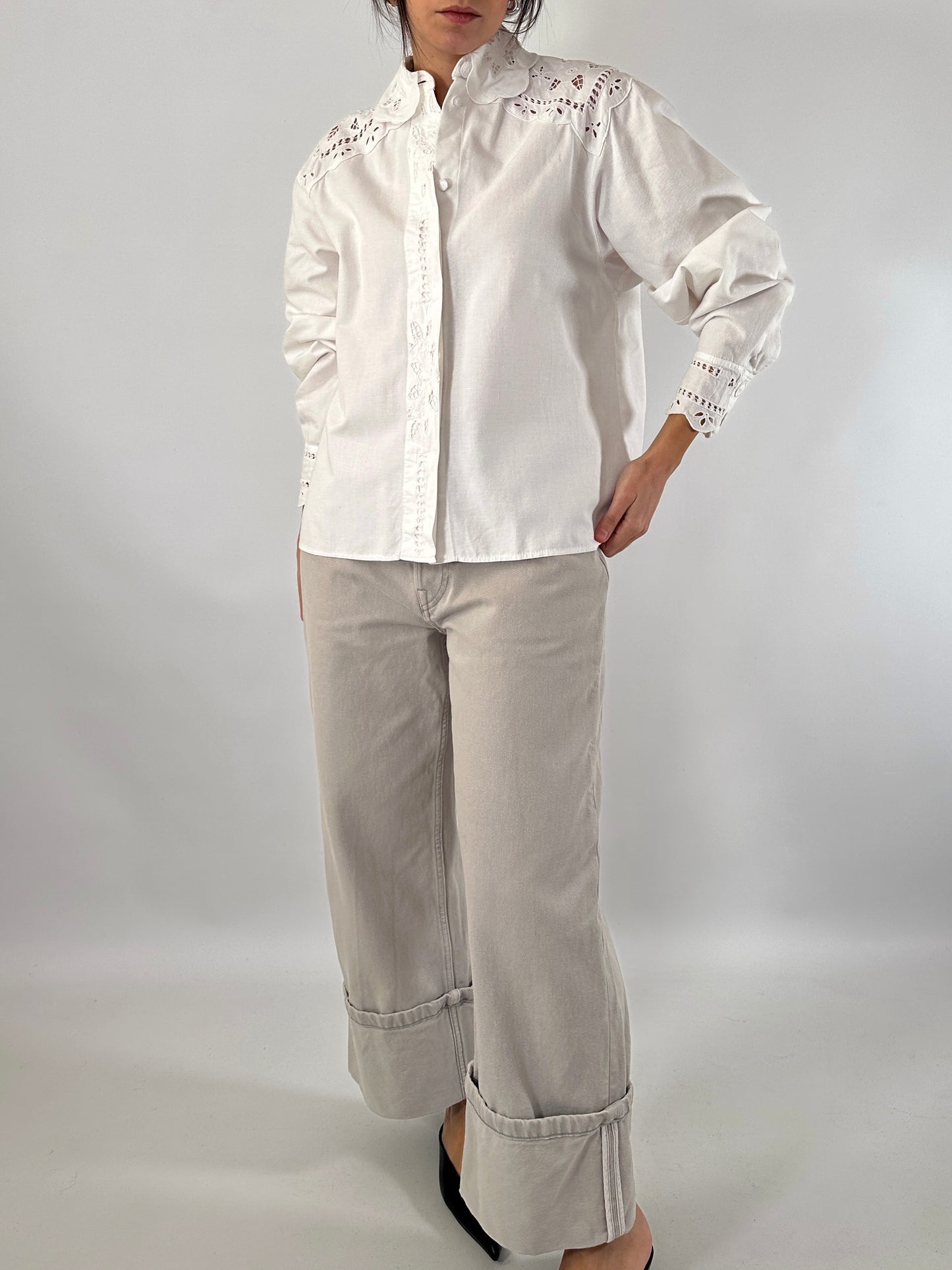 Hand-embroidered vintage white shirt
