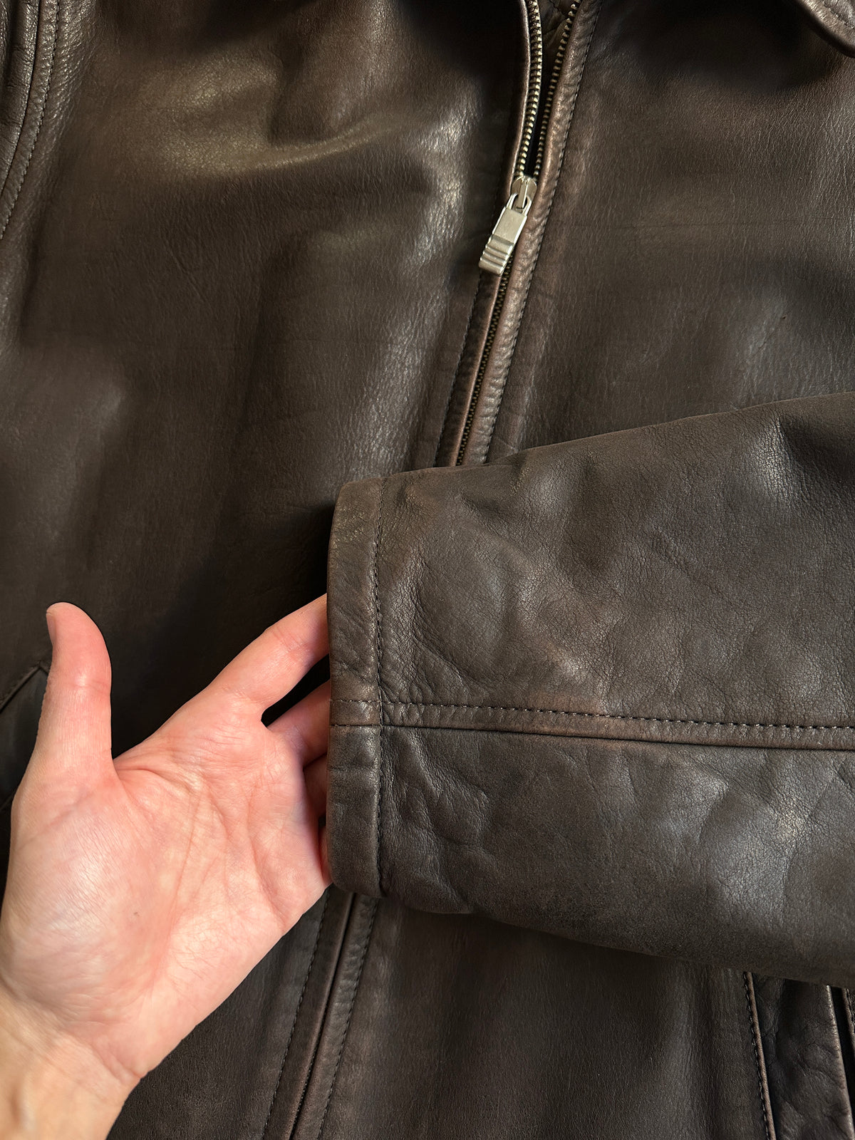Vintage Brown Nubuck Leather Jacket