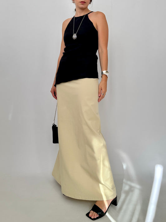 Minimal Cream Cotton Maxi Skirt