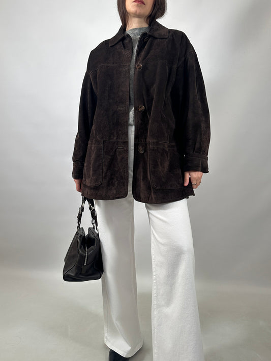 Vintage Suede Button-Up Jacket