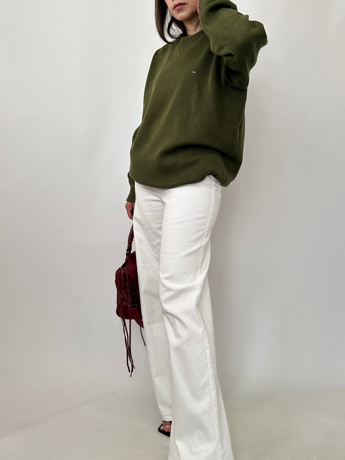 Tommy Hilfiger Olive Green 100% Cotton Sweater