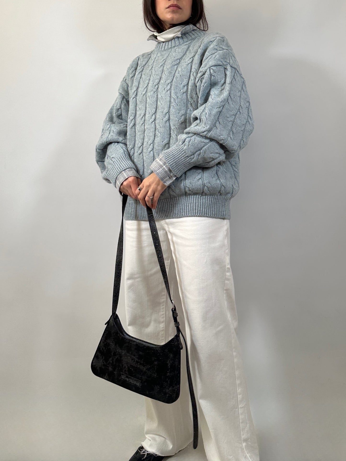 Light Blue Cable Knit Sweater