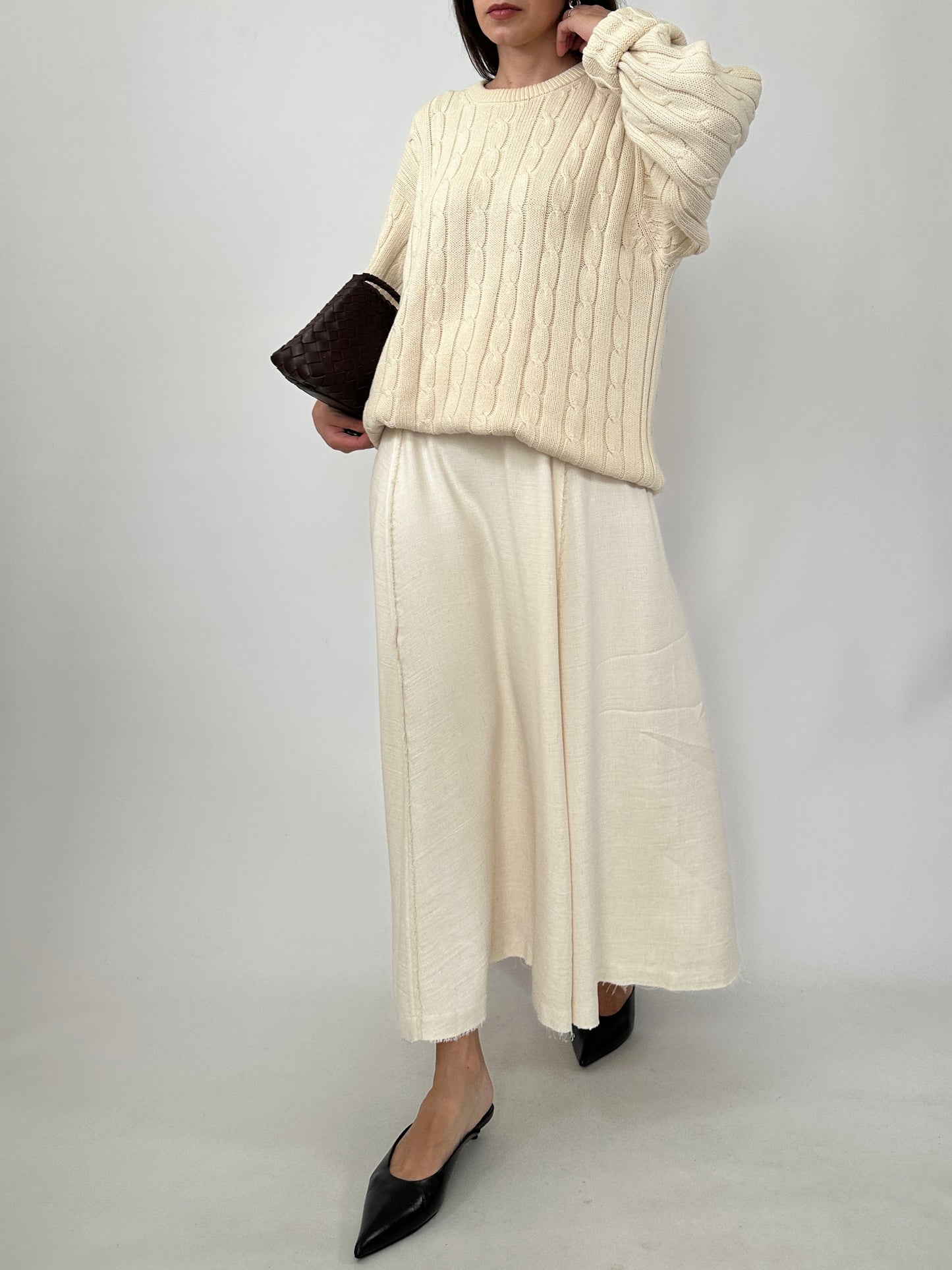 Cream Cable Knit Pure Cotton Sweater
