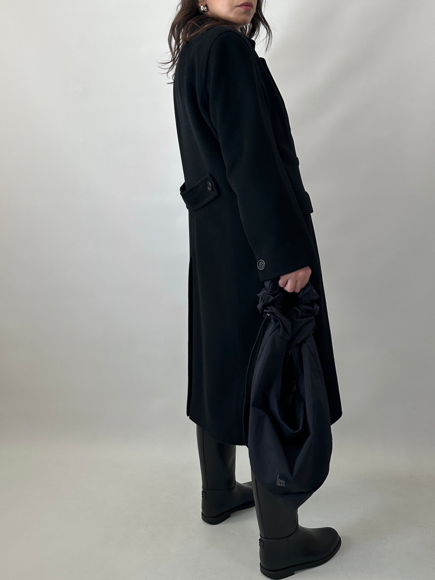 Vintage black pure wool tailored coat