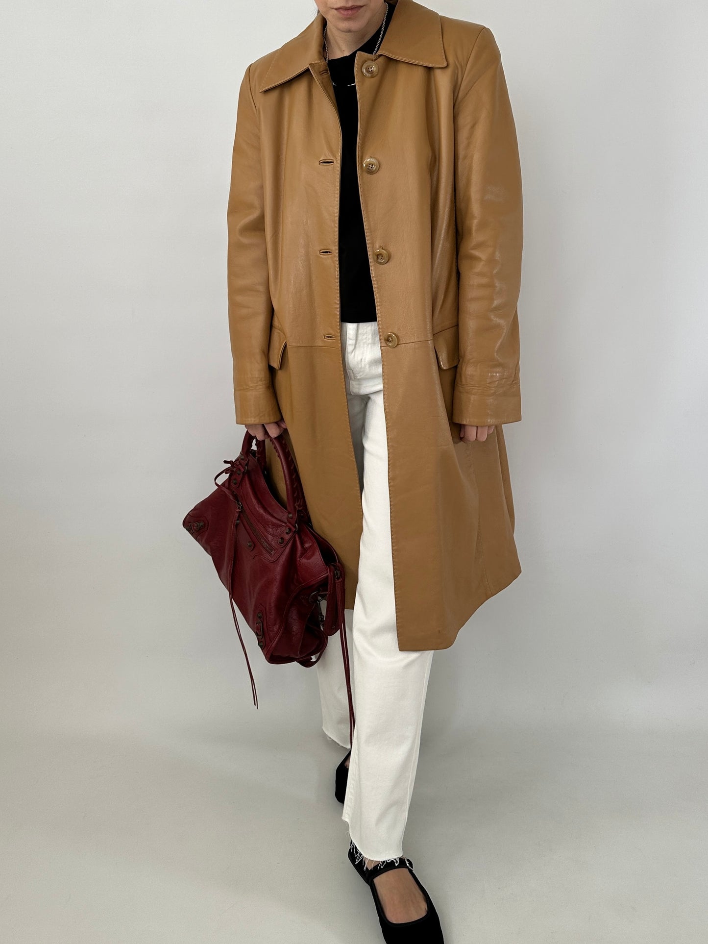 Long soft leather vintage jacket