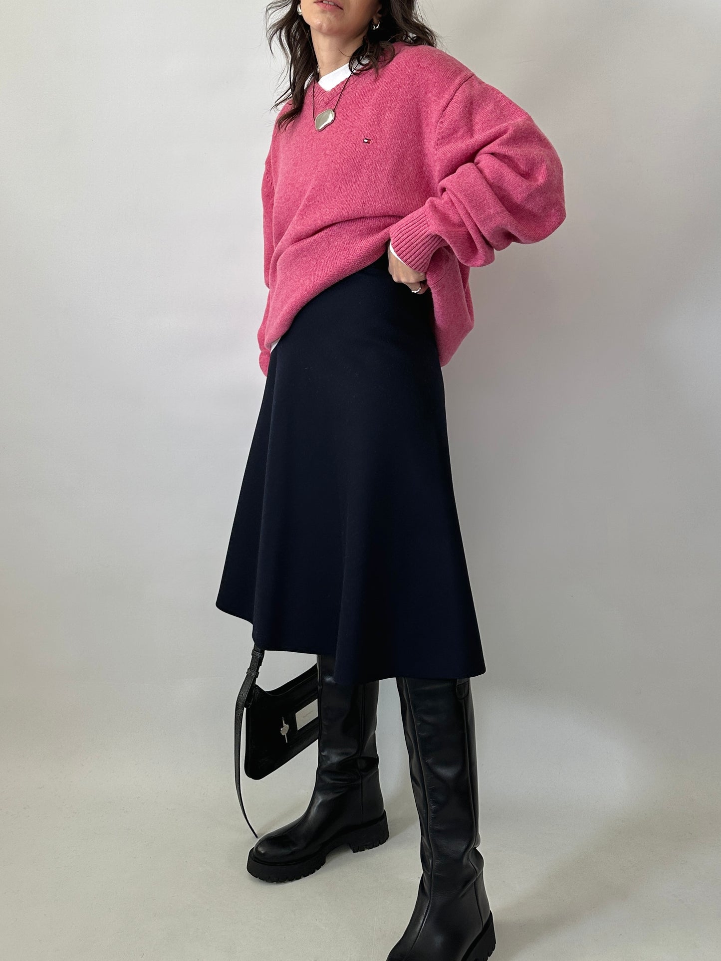 Vintage dark navy flared skirt