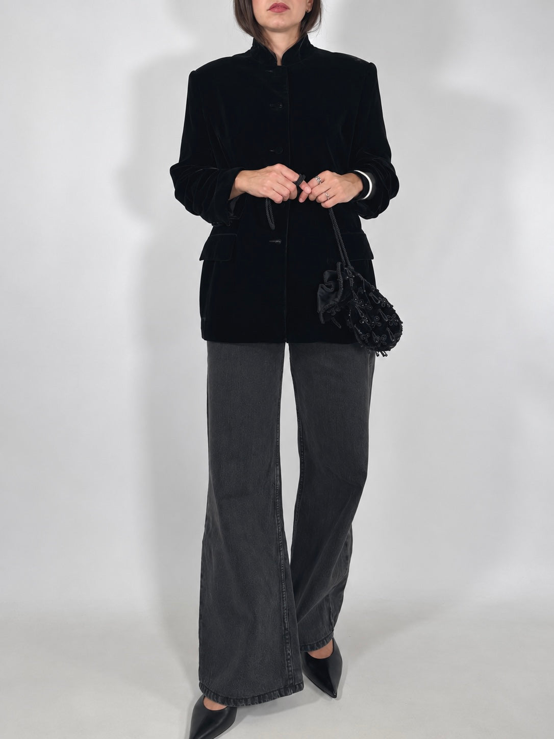 Vintage Velvet High Collar Jacket