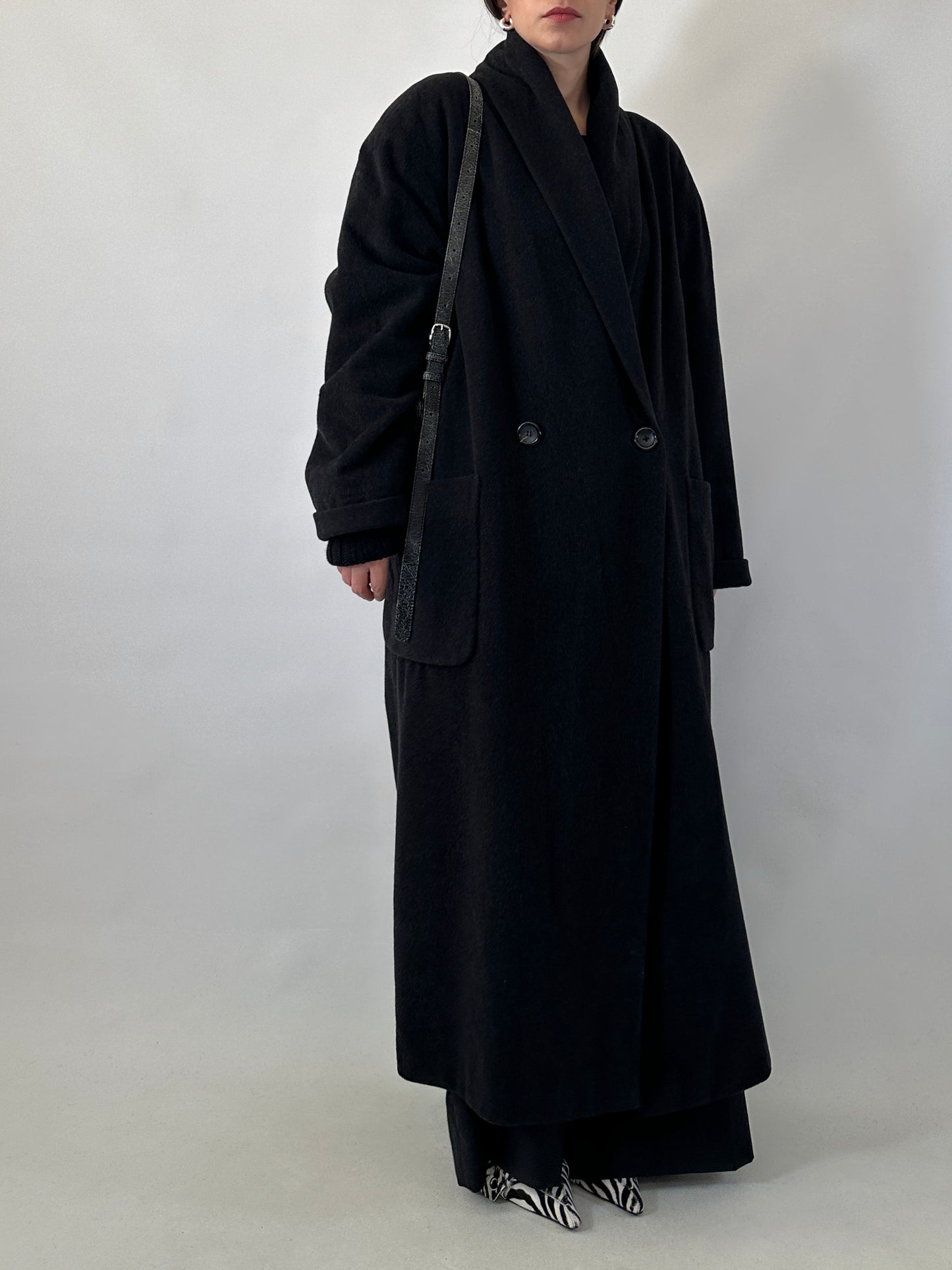Vintage wool and cashmere coat with shawl collar