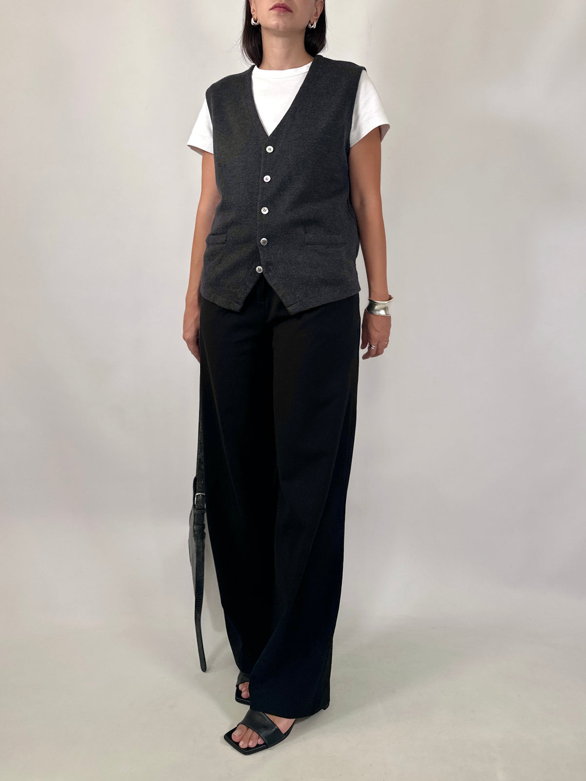 Tailored Button Front Wool Vest
