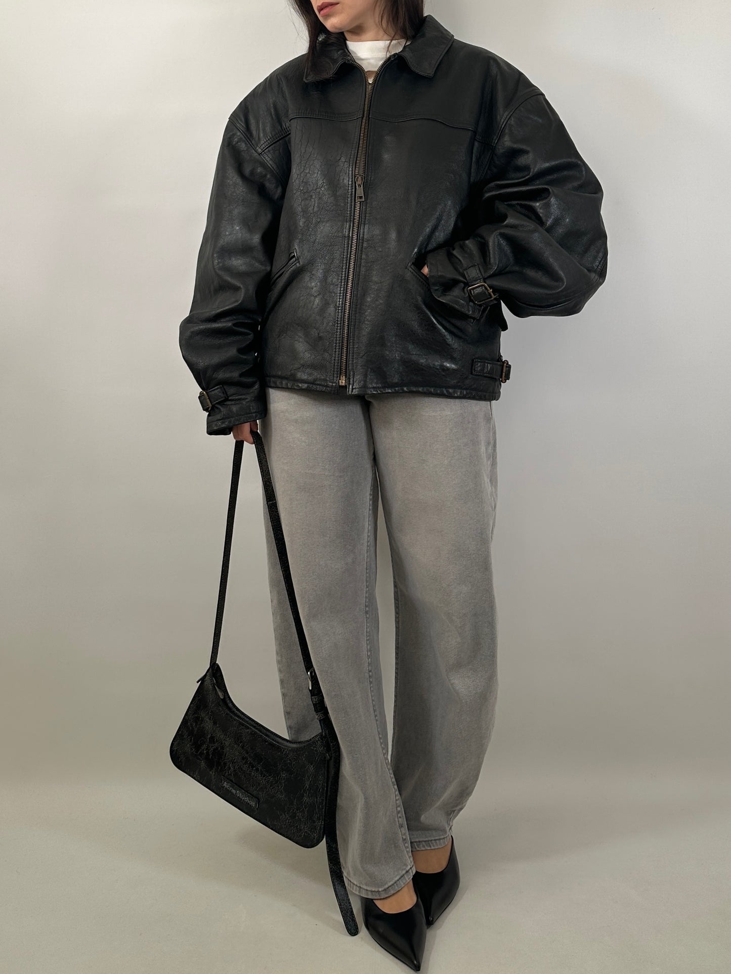 Vintage Leather Zip Jacket
