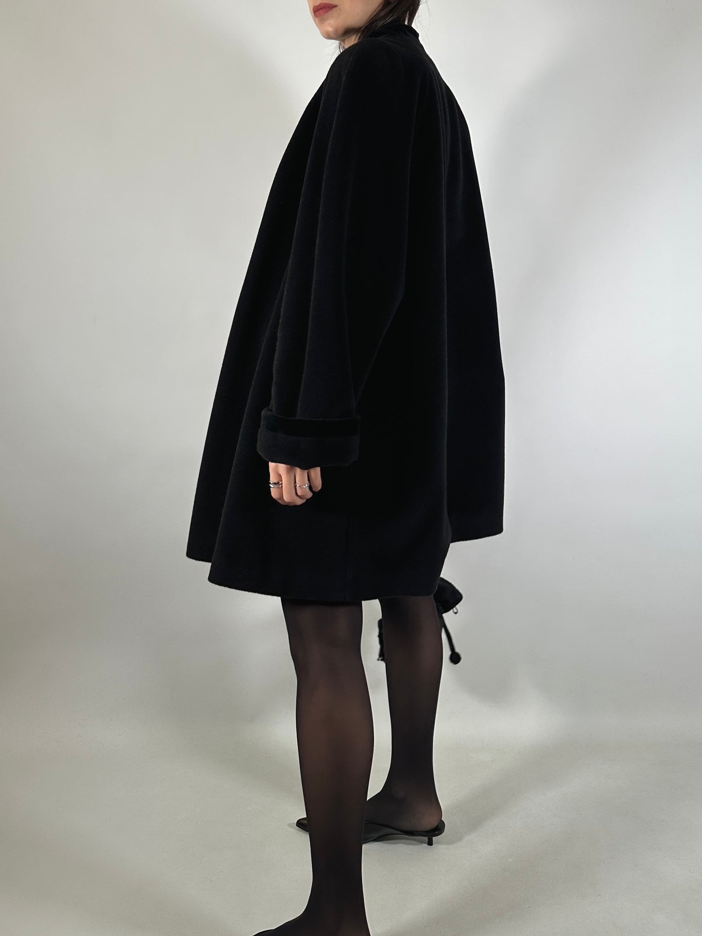 Vintage Ferré Wrap-Style Black Coat