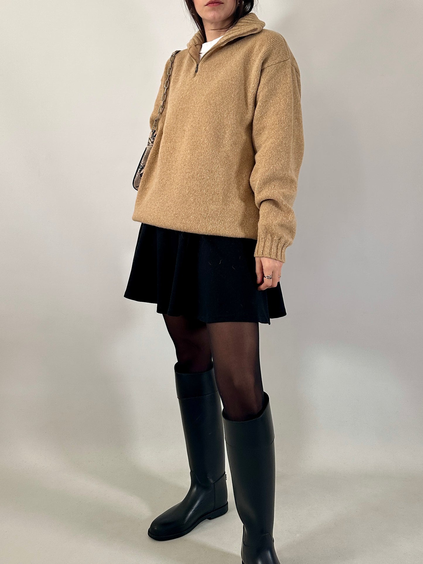 Wool-blend half zip sweater
