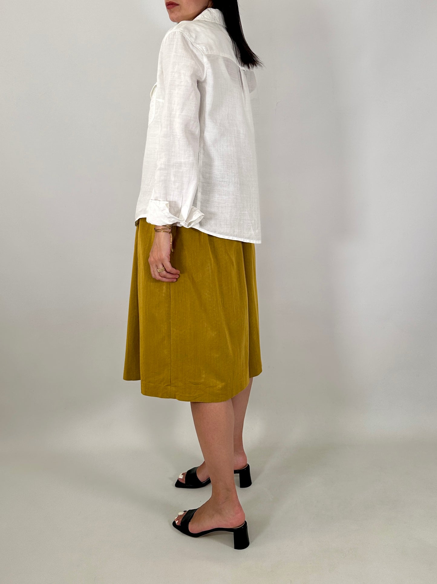Wide-leg mustard culottes