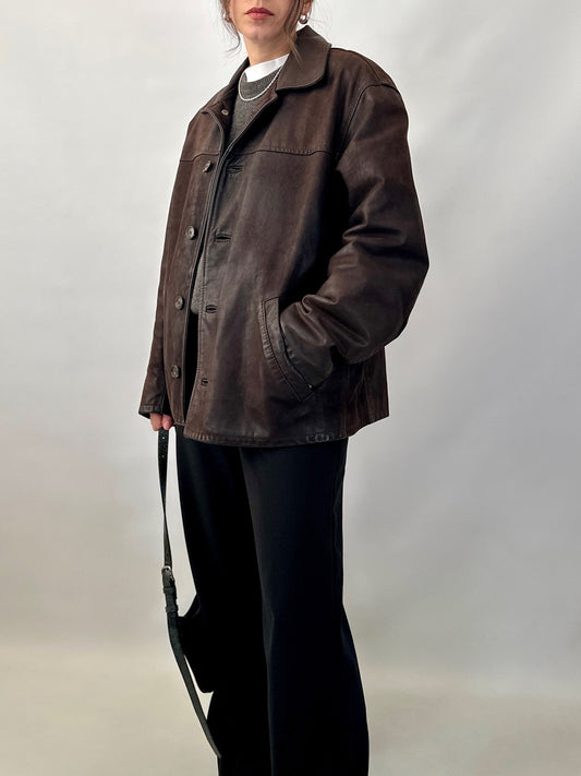 Nubuck leather car coat