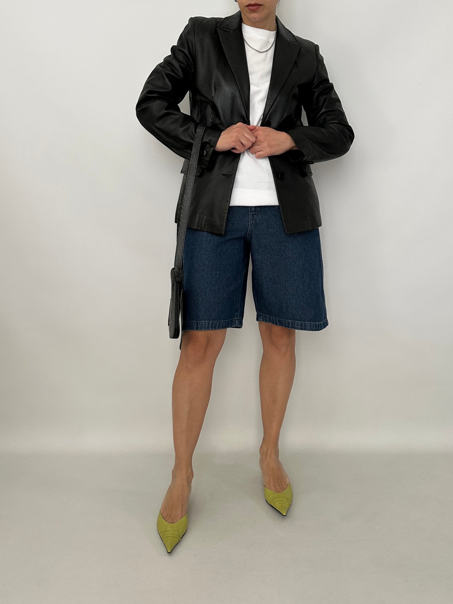 Slim fit nappa leather blazer