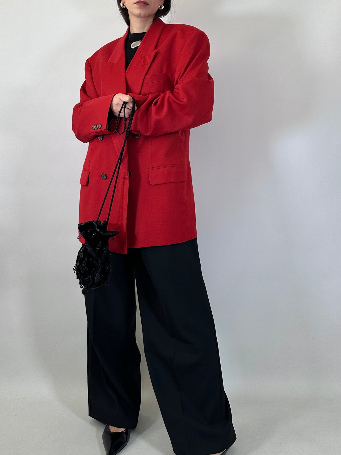 Vintage Oversize Red Wool Blazer