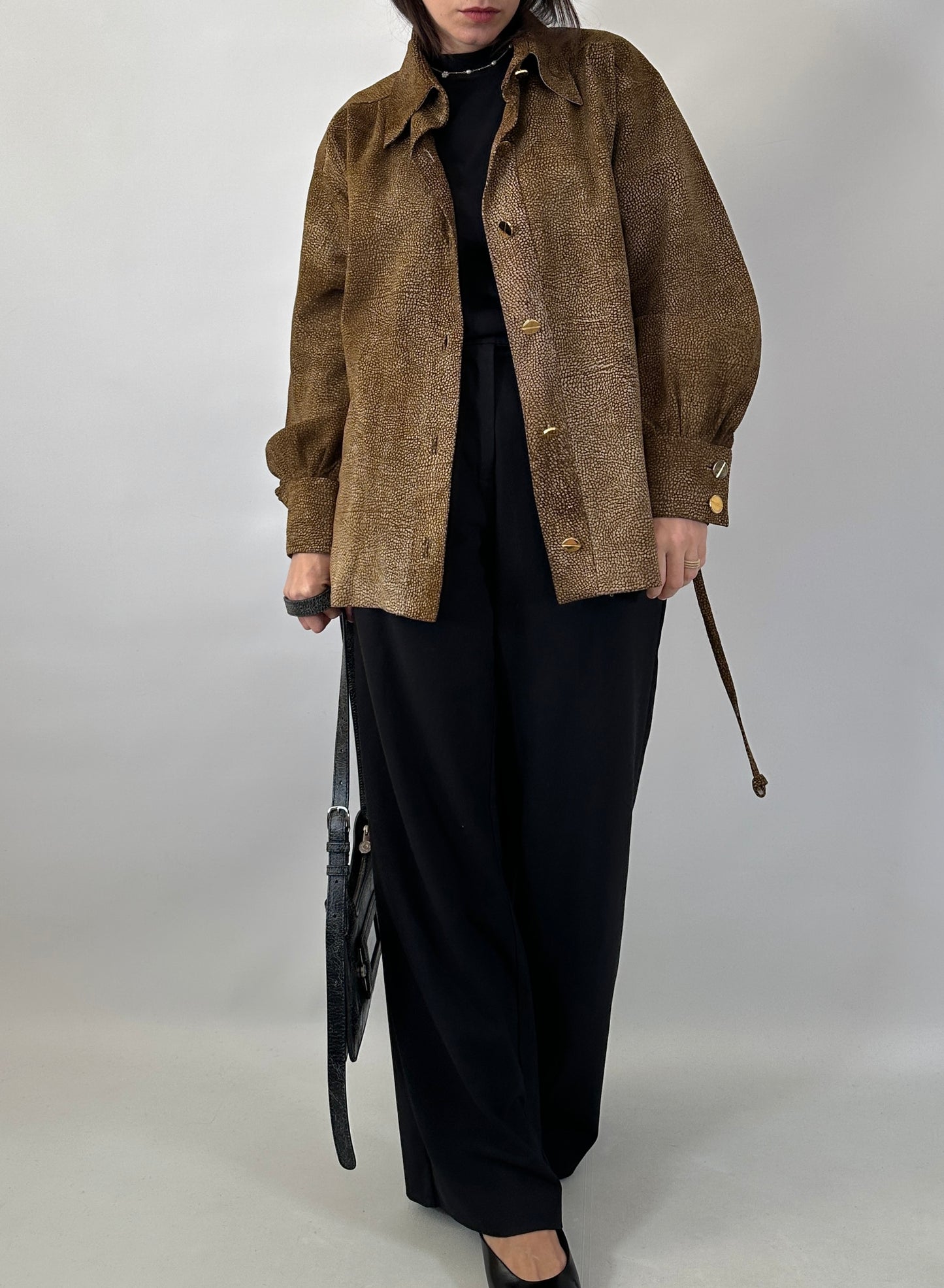 Shirt jacket in real suede