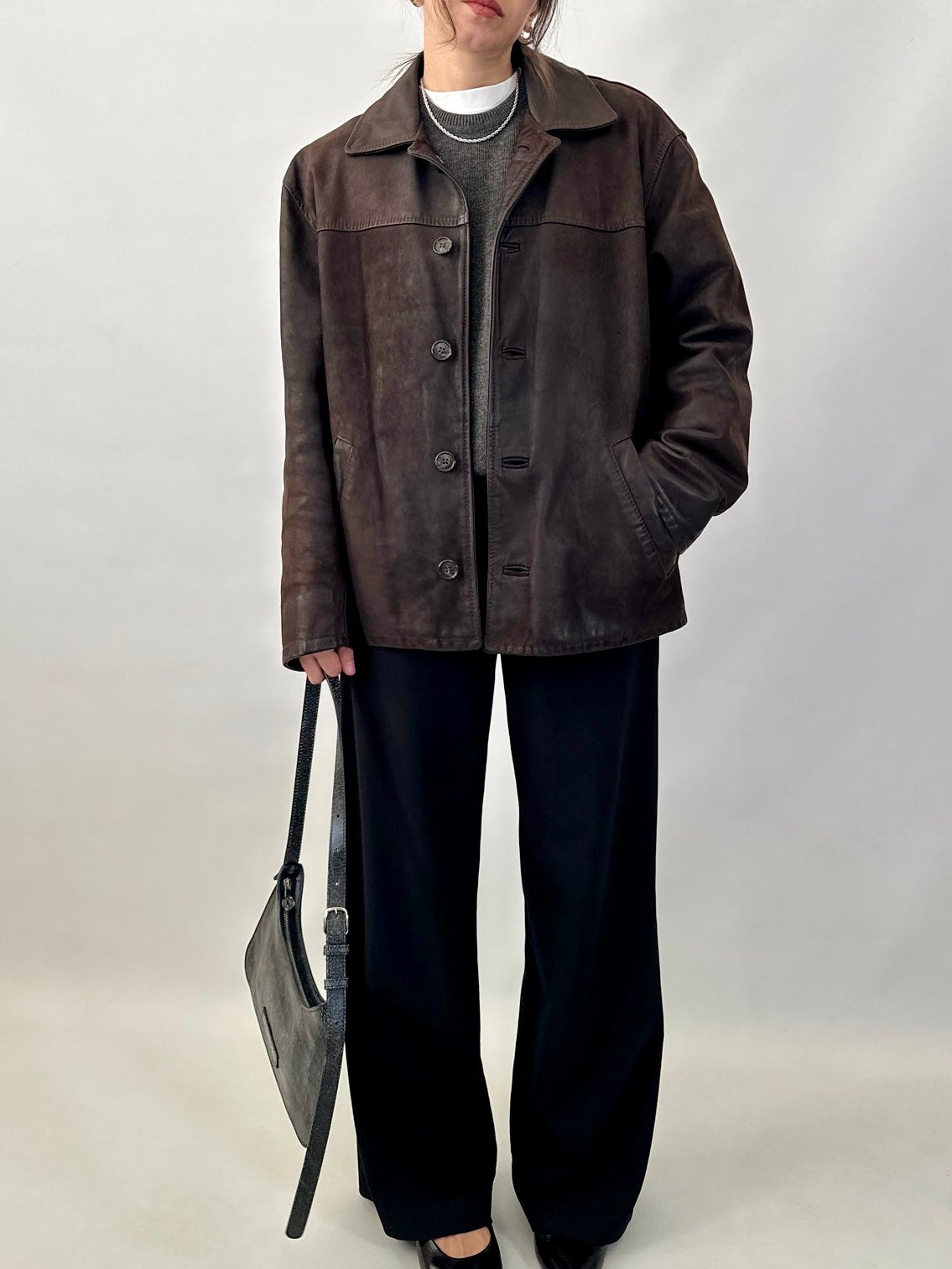 Nubuck leather car coat