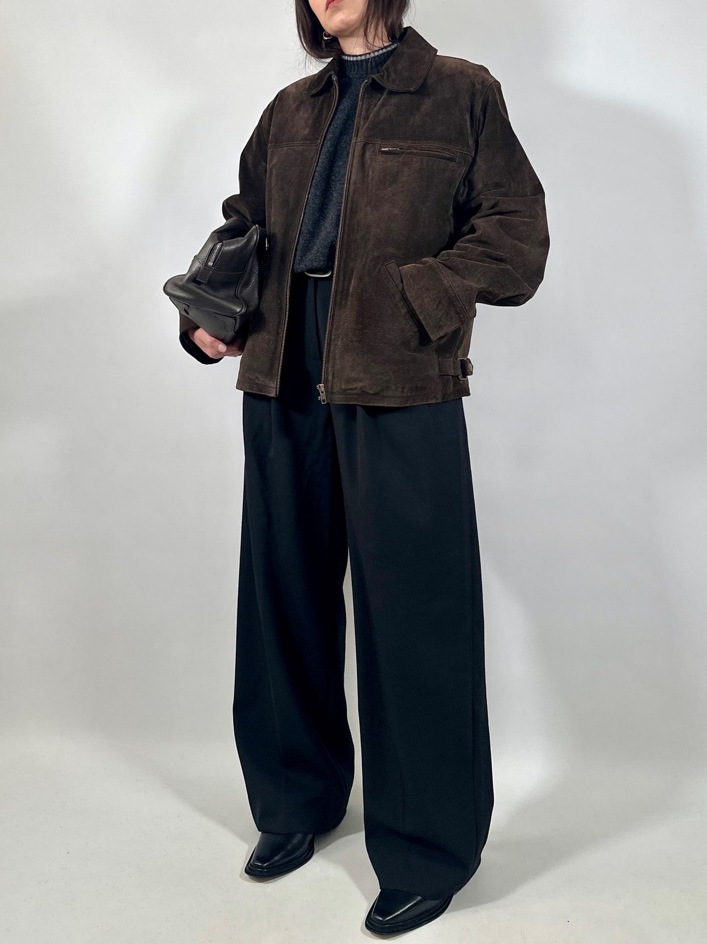 Brown Leather Zipped Jacket