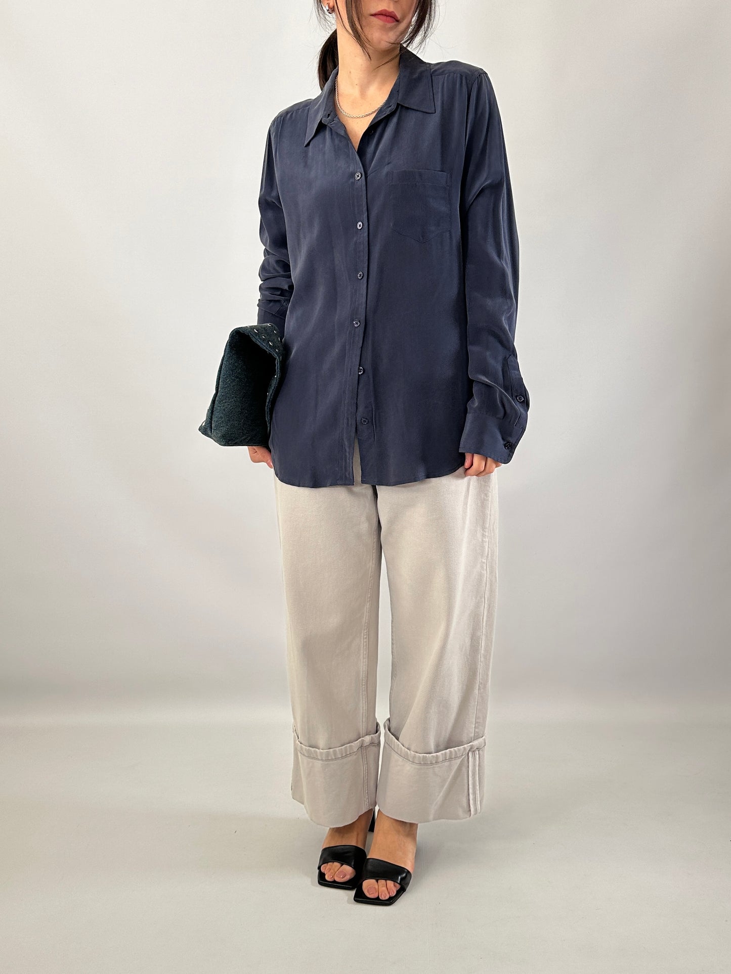 Essential washed silk blue shirt