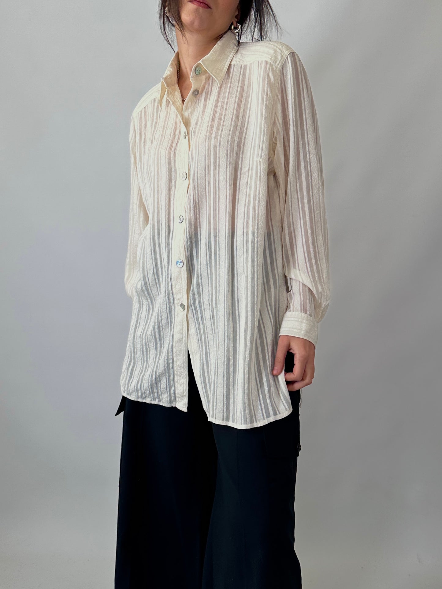Embroidered vintage ivory shirt