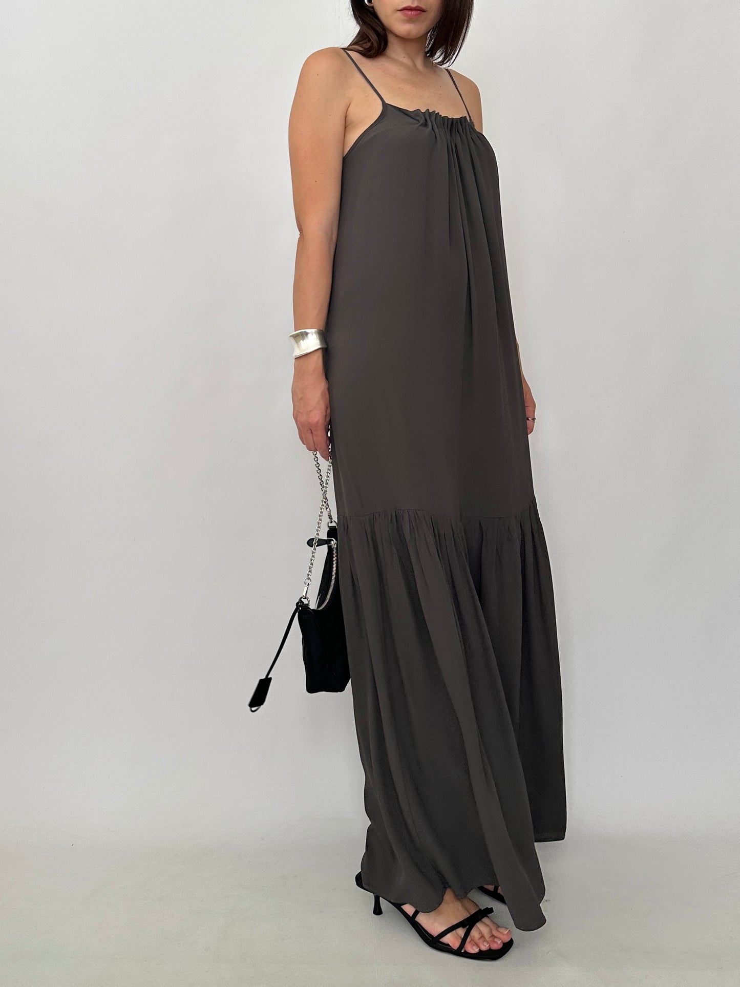 Draped Silk Blend Maxi Dress