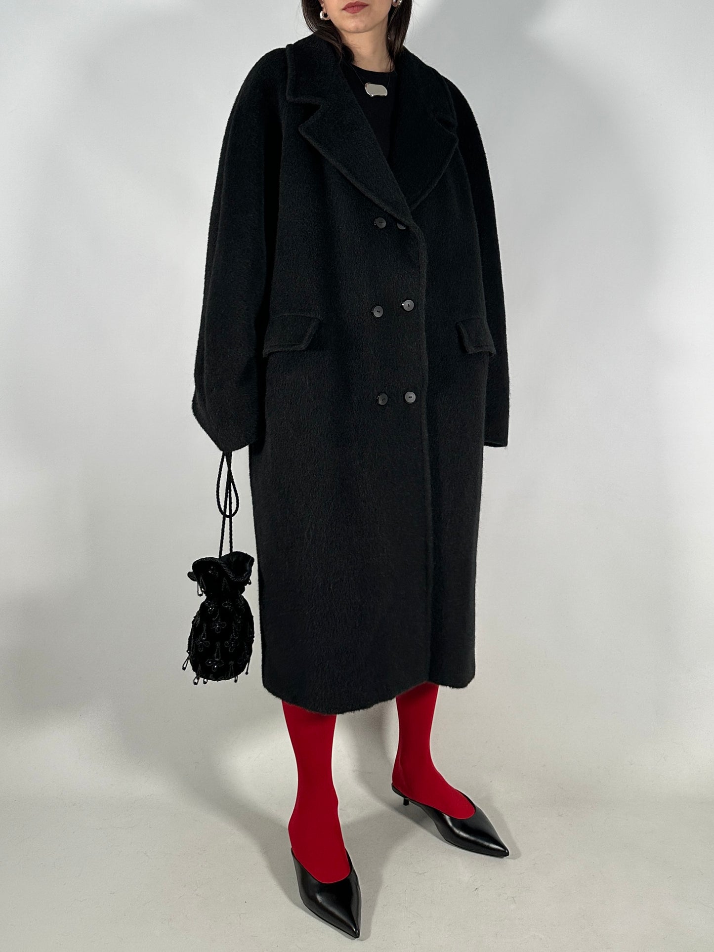 Vintage Black Alpaca Coat