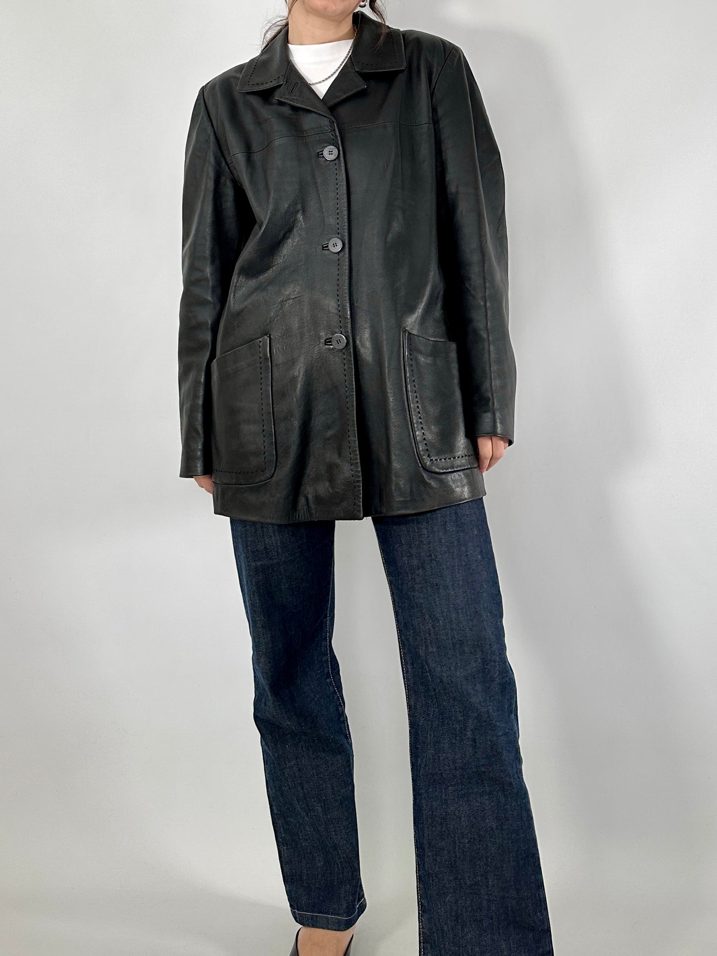 Hand-stitched soft leather jacket