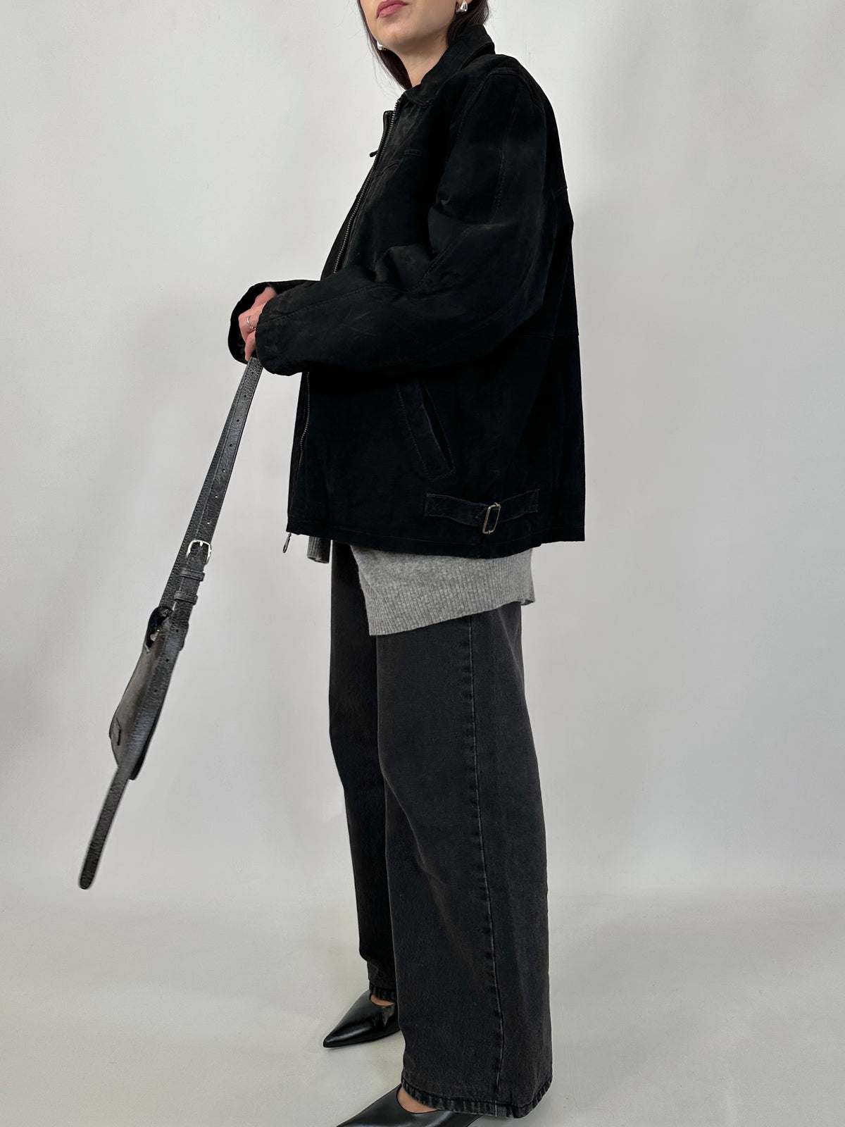 Black Suede Zip-up Jacket