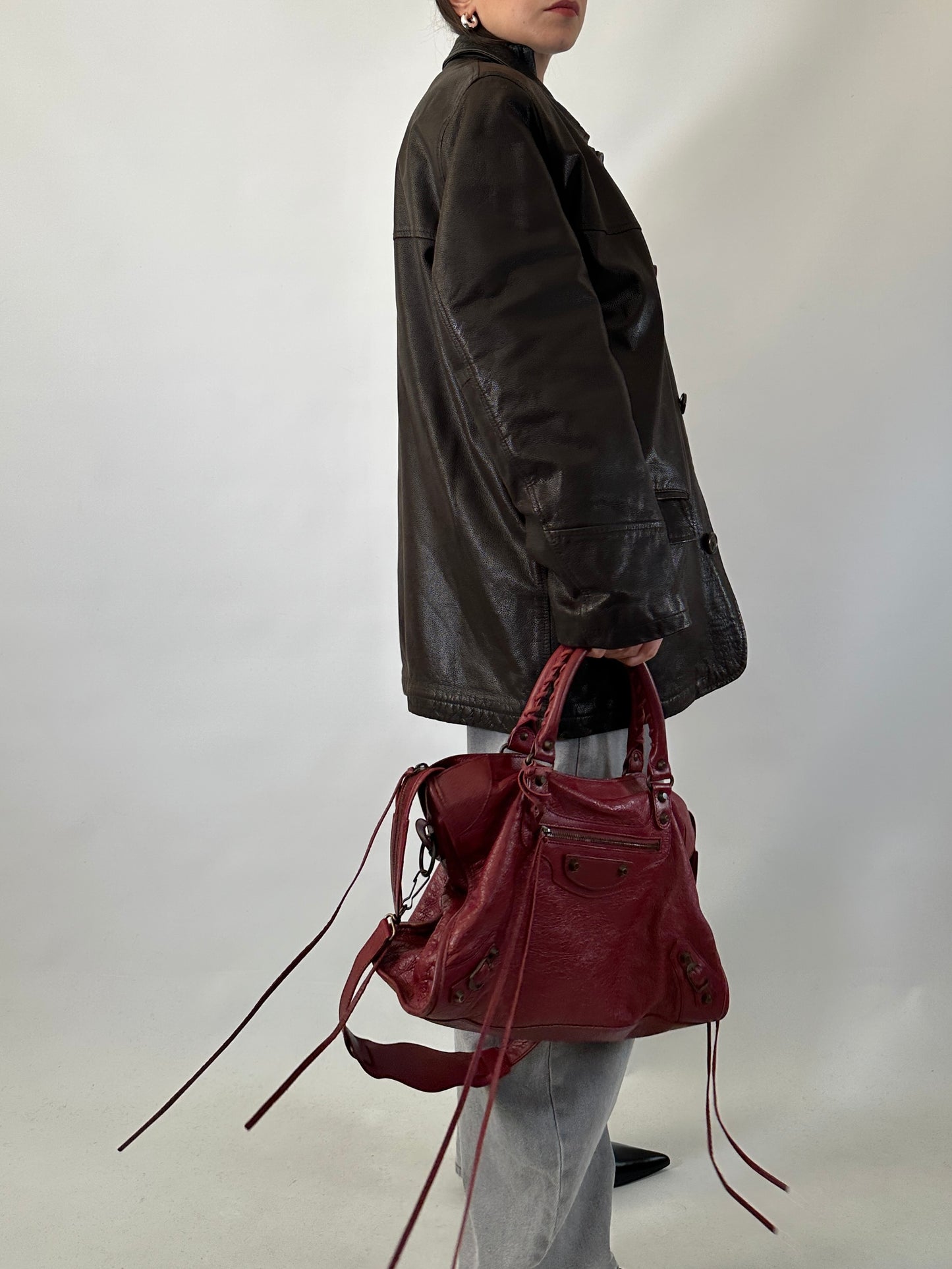 Soft leather coat with warm lining