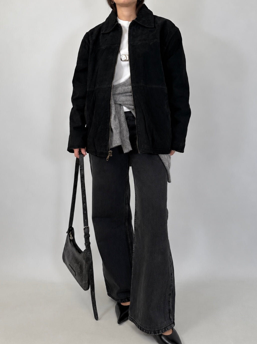 Black Suede Zip-up Jacket
