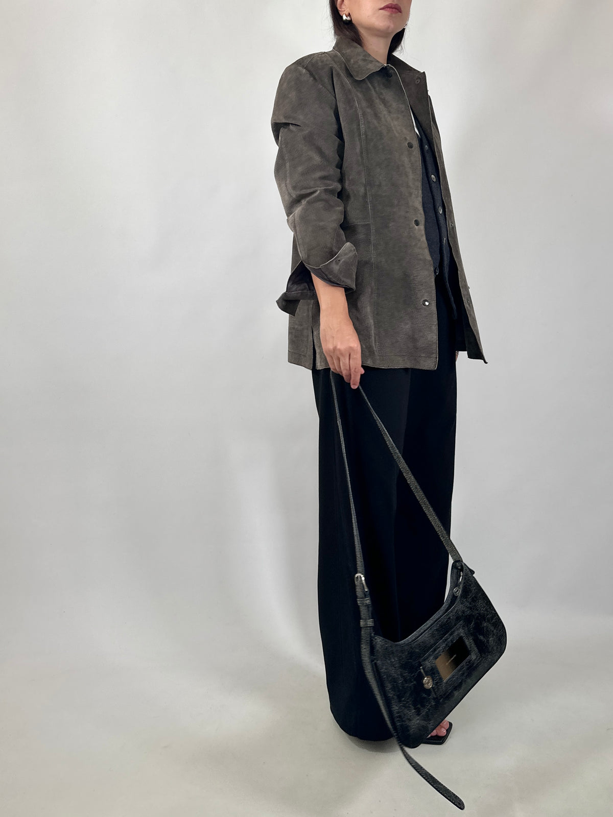 Vintage Grey Suede Leather Jacket