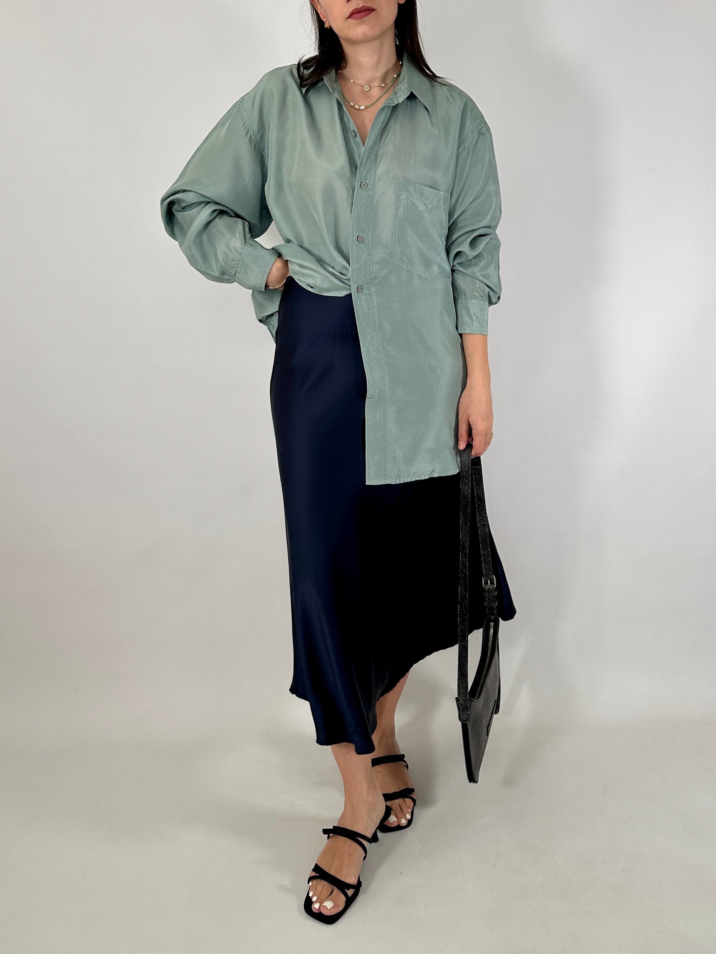 Pure silk aquamarine shirt