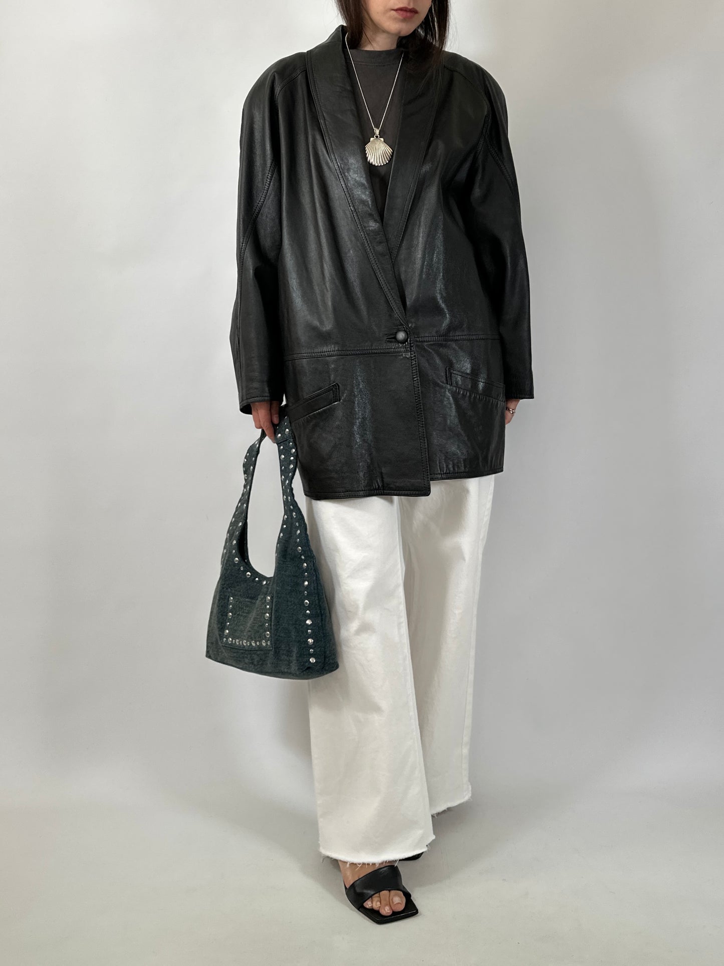 Vintage Shawl Collar Soft Leather Blazer